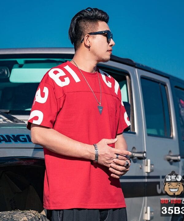 Áo thun tay ngắn cotton thun chữ ngang vai trẻ trung 7 Áo thun tay ngắn cotton thun chữ ngang vai trẻ trung 2