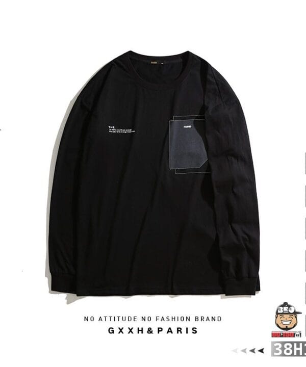 Áo thun tay dài cotton thun Túi chồng chéo kiểu 9 Áo thun tay dài cotton thun Túi chồng chéo kiểu 4