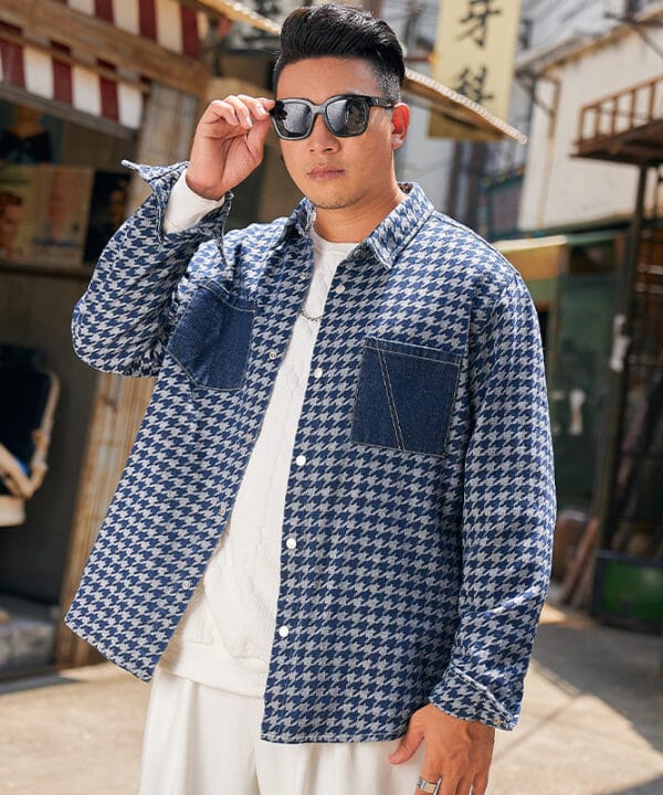 Áo sơ mi tay dài cotton đũi Striper Blue