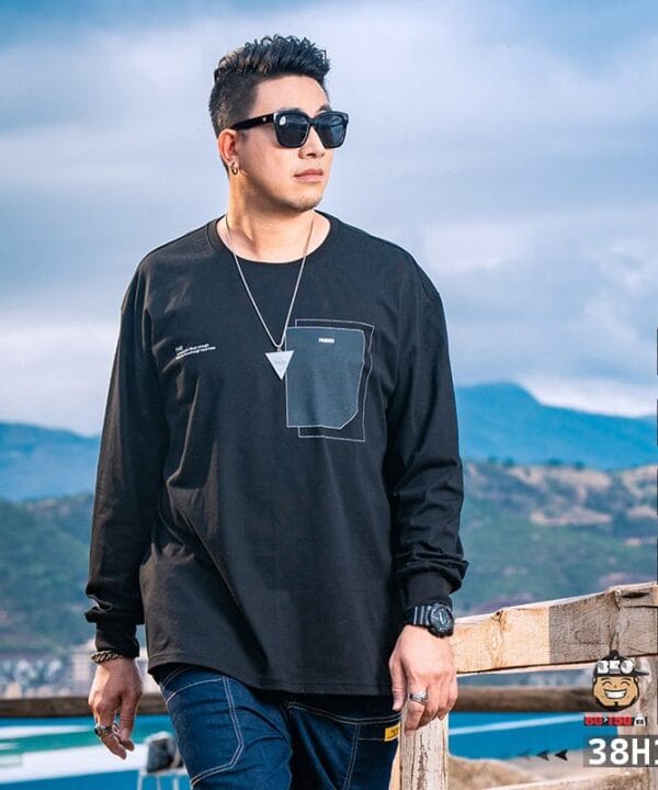 Áo thun tay dài cotton thun Túi chồng chéo kiểu 7 Áo thun tay dài cotton thun Túi chồng chéo kiểu 2