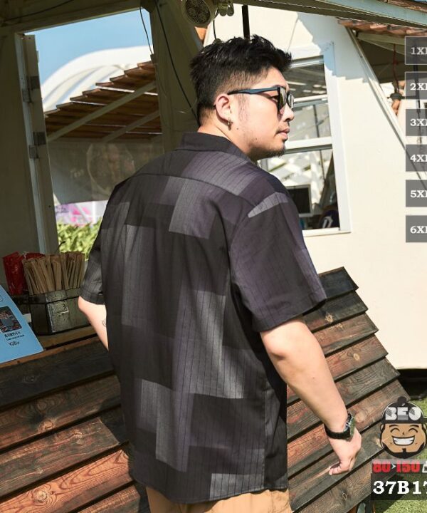 Áo sơ mi tay ngắn những mảng chữ nhật phong cách nhật 4 Áo sơ mi tay ngắn những mảng chữ nhật phong cách nhật 1