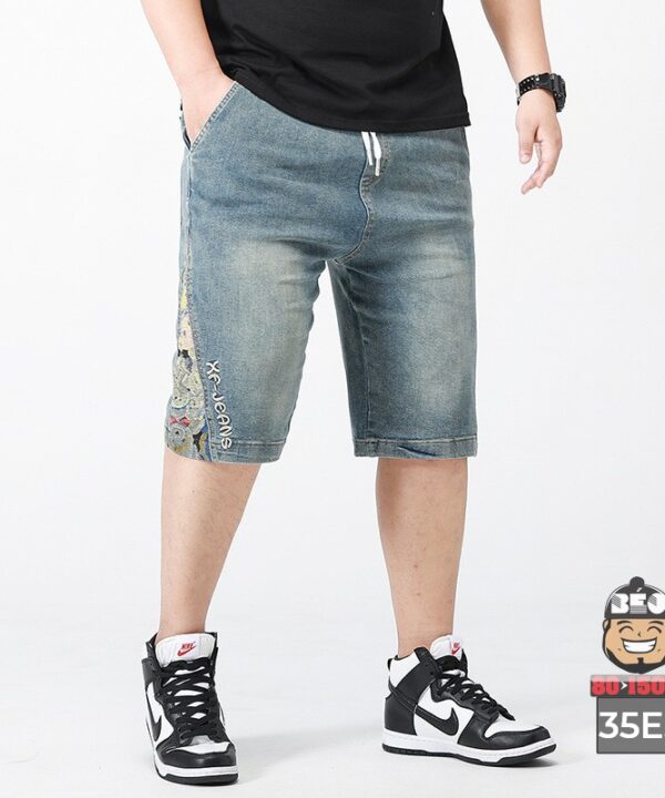 Quần ngắn jean thun phối gấu gấu quần 7 Quần ngắn jean thun phối gấu gấu quần 2