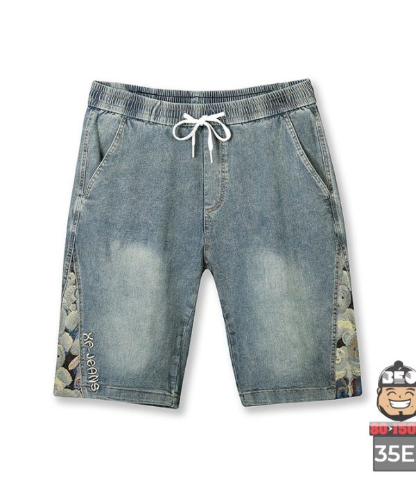 Quần ngắn jean thun phối gấu gấu quần 9 Quần ngắn jean thun phối gấu gấu quần 4