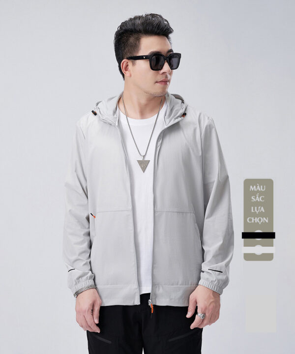 Áo khoác thun phối nón vải thun đũi co giãn kèm túi basic 9 Áo khoác thun phối nón vải thun đũi co giãn kèm túi basic 4