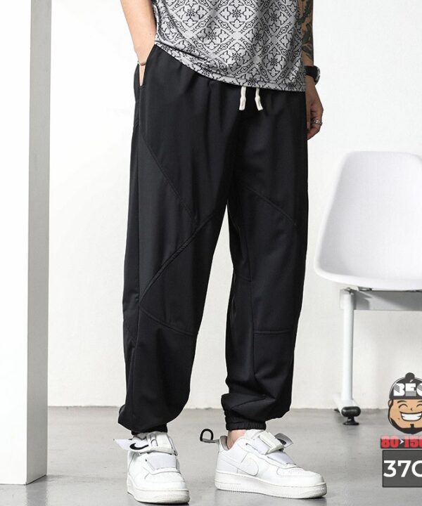 Quần dài jogger kẻ xiêng thun mềm chấp nối cá tính 2