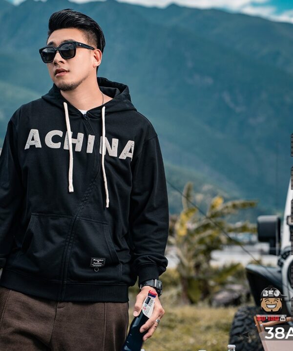 Áo khoác thun AHINA dây kéo kiểu kèm nón 2