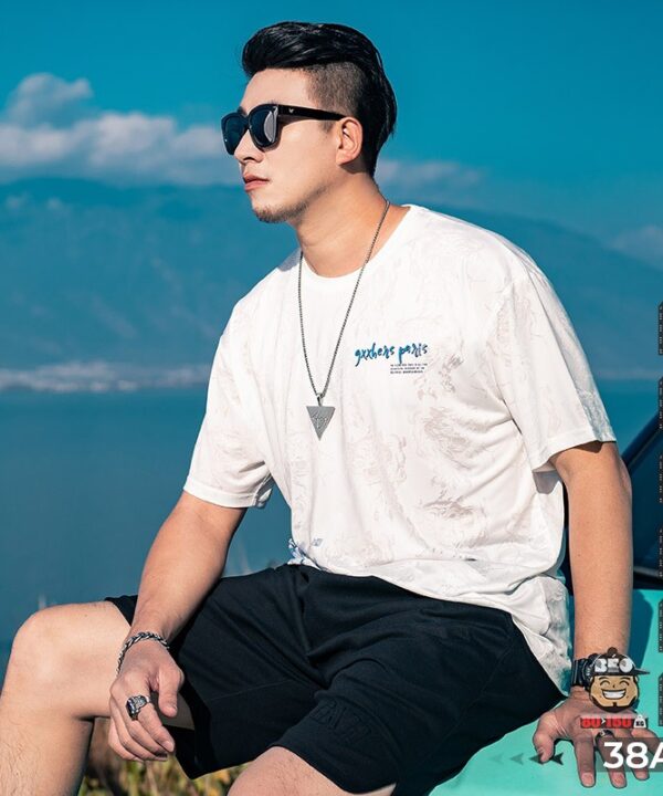 Áo thun tay ngắn thun lạnh đèn thành phố cổ 8 Áo thun tay ngắn thun lạnh đèn thành phố cổ 3