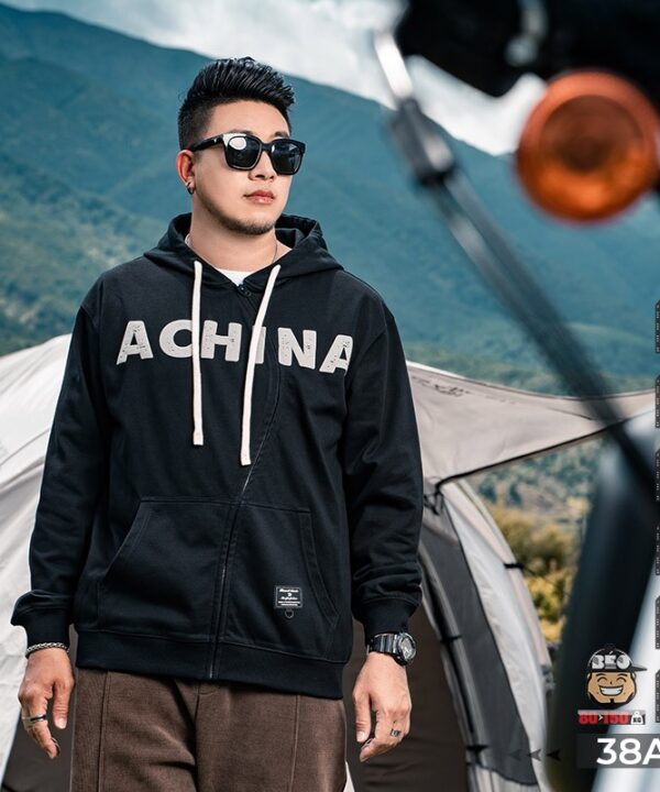 Áo khoác thun AHINA dây kéo kiểu kèm nón 1