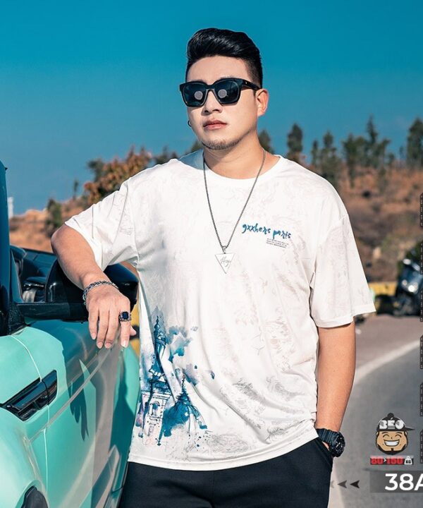 Áo thun tay ngắn thun lạnh đèn thành phố cổ 6 Áo thun tay ngắn thun lạnh đèn thành phố cổ 1