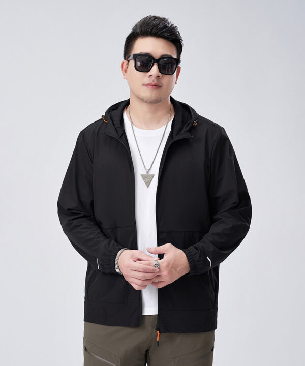 Áo khoác thun phối nón vải thun đũi co giãn kèm túi basic 6 Áo khoác thun phối nón vải thun đũi co giãn kèm túi basic 1