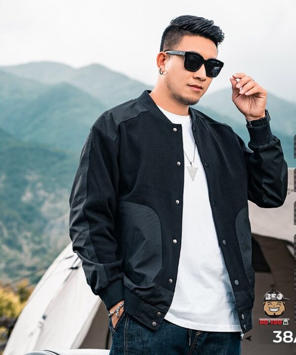 Áo khóac baseball ráp túi nổi phong cách cá tính 6 Áo khóac baseball ráp túi nổi phong cách cá tính 1