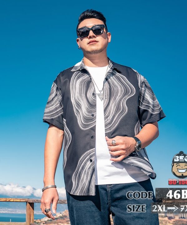 Áo sơ mi tay ngắn chất mịn họa tiết sợi vực sâu 3