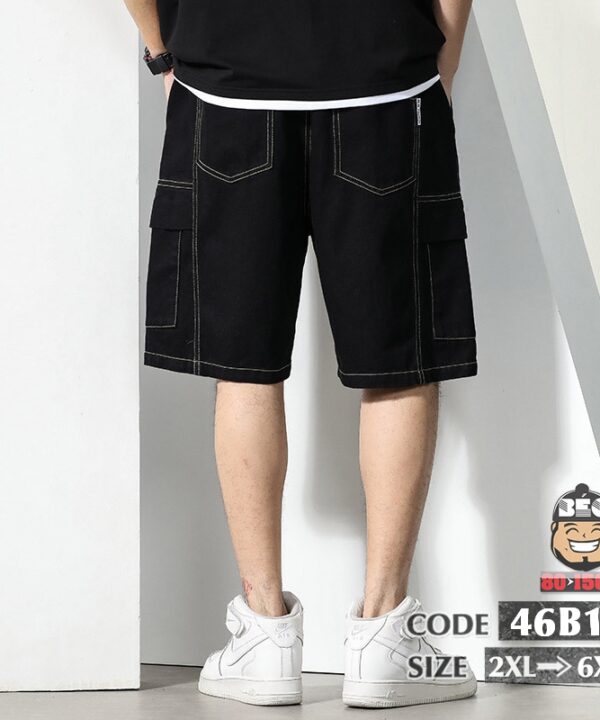 Quần ngắn thun cotton giả jean họa tiết chỉ nổi túi hợp 8 Quần ngắn thun cotton giả jean họa tiết chỉ nổi túi hợp 3