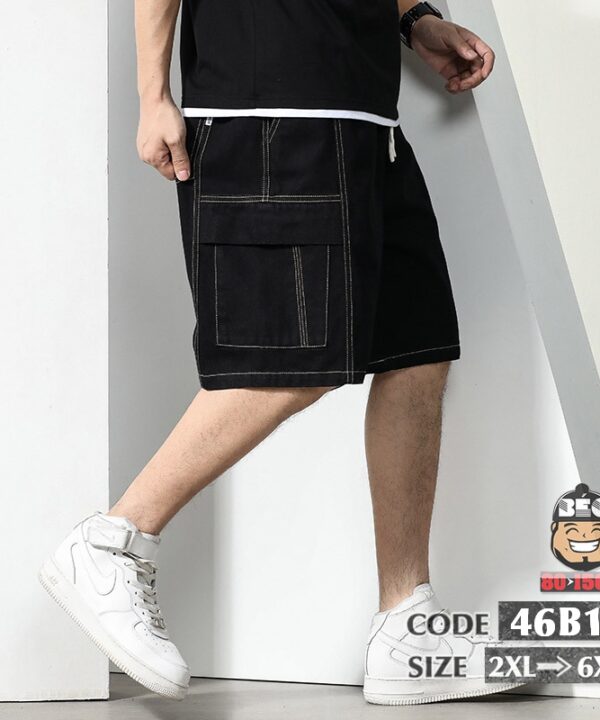 Quần ngắn thun cotton giả jean họa tiết chỉ nổi túi hợp 9 Quần ngắn thun cotton giả jean họa tiết chỉ nổi túi hợp 4