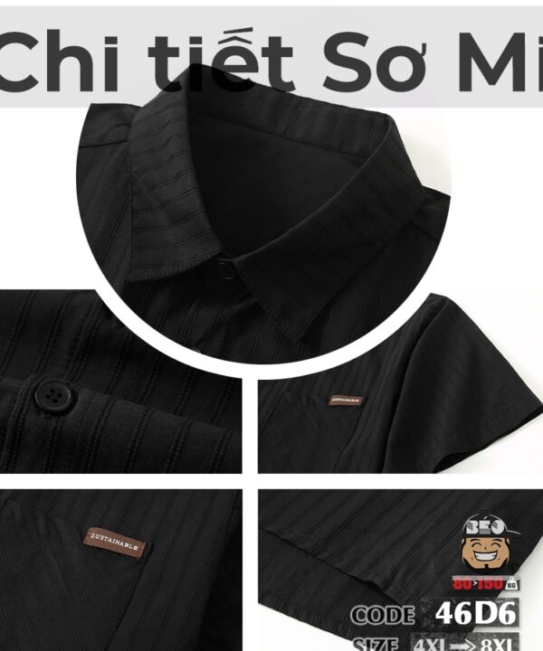 Áo sơ mi tay ngắn chất thuần cotton sọc chỉ ẩn nổi sang trọng 2