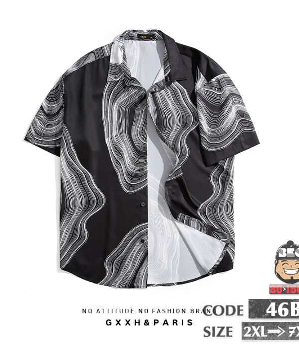 Alternative view of Áo sơ mi tay ngắn chất mịn họa tiết sợi vực sâu