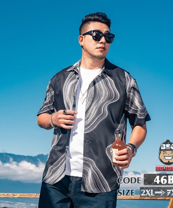Áo sơ mi tay ngắn chất mịn họa tiết sợi vực sâu 2