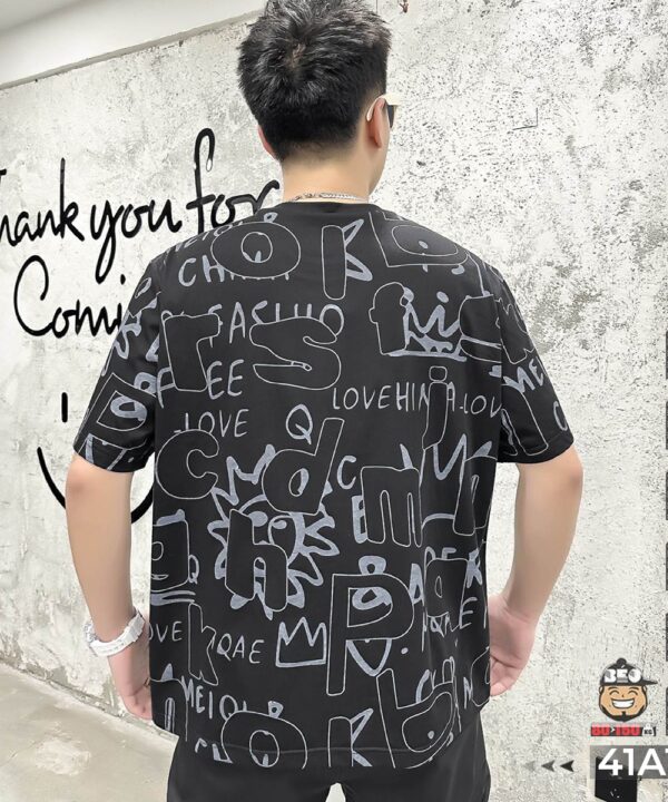 Áo thun tay ngắn cách điệu những chữ cái xáo trộn cá tính 3 Áo thun tay ngắn cách điệu những chữ cái xáo trộn cá tính 1