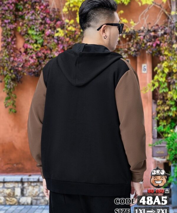 Áo khoác thun Stax phối màu ráp kèm nón có túi phong cách trẻ trung 2