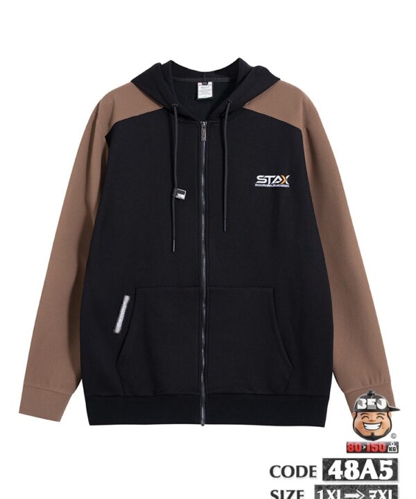 Áo khoác thun Stax phối màu ráp kèm nón có túi phong cách trẻ trung 4