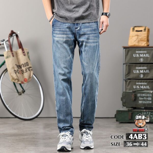 quần dài jean denim men styles trải chỉ bên hông 1