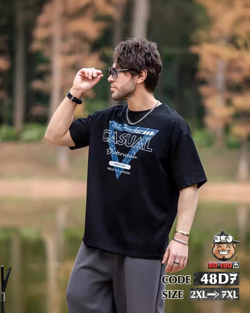 Áo thun tay ngắn thun cotton họa tiết tam giác means fashion 5 Áo thun tay ngắn thun cotton họa tiết tam giác means fashion - Ảnh 5