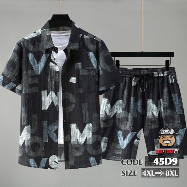 Đồ bộ sơ mi tay ngắn alphabet cotton đũi cá tính 1