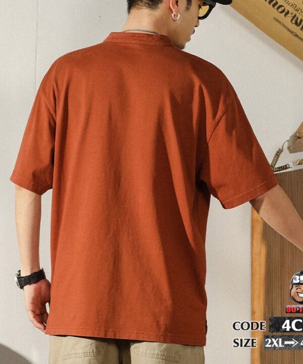 Alternative view of Áo thun tay ngắn cổ trụ cotton vải Jaguar sờn mè phối túi