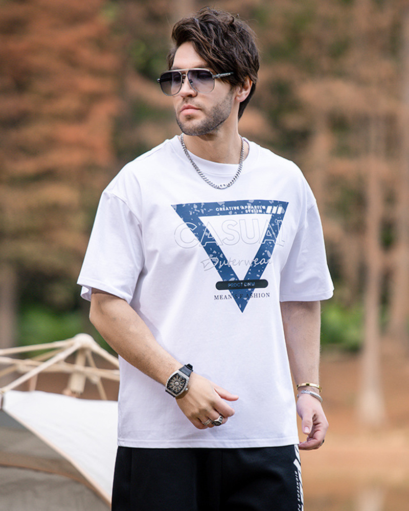 Áo thun tay ngắn thun cotton họa tiết tam giác means fashion 2 Áo thun tay ngắn thun cotton họa tiết tam giác means fashion - Ảnh 2