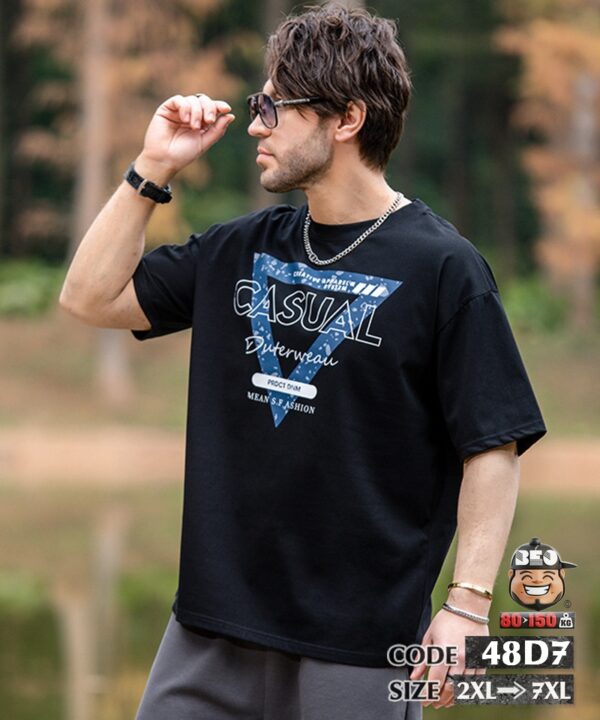 Áo thun tay ngắn thun cotton họa tiết tam giác means fashion