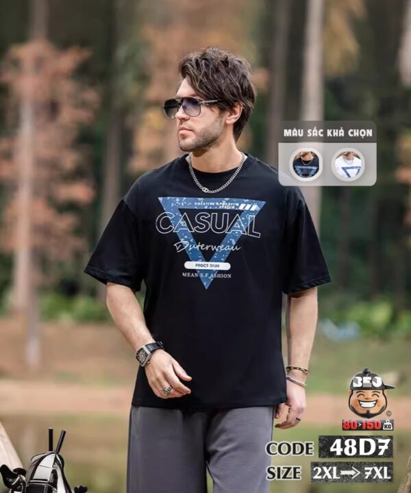 Áo thun tay ngắn thun cotton họa tiết tam giác means fashion 7 Áo thun tay ngắn thun cotton họa tiết tam giác means fashion 2