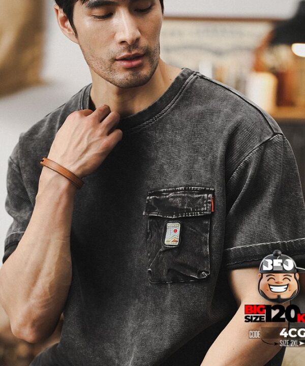 Áo thun tay ngắn patten phối túi sun dầy dặn form Âu 7 Áo thun tay ngắn patten phối túi sun dầy dặn form Âu 2