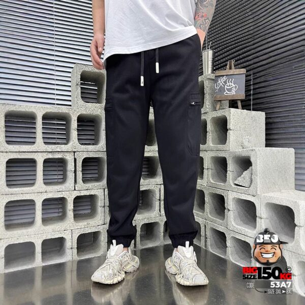 Quần dài Jogger cotton bo gấu túi hộp co giãn phong cách streetwear 1