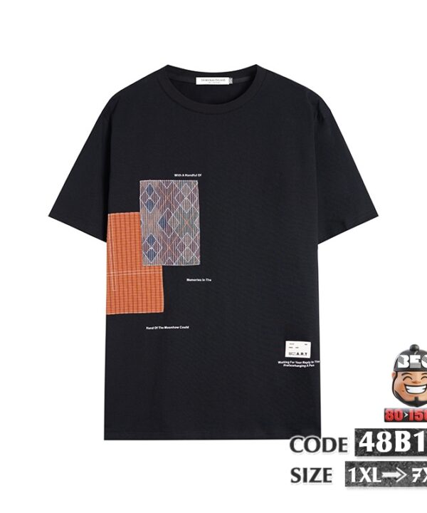 Áo thun tay ngắn cotton kiểu mảng vá thổ cẩm cổ điện hiện đại 3