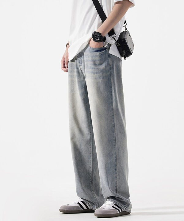 Quần dài jean kiểu ống suông wax retro casual basic 2