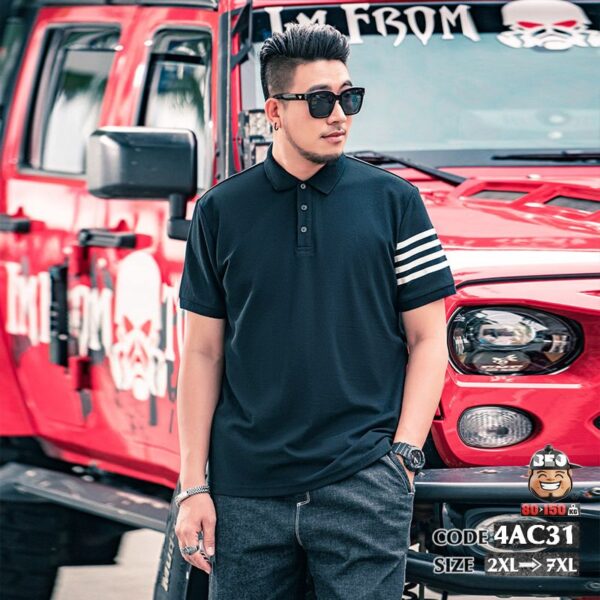 Áo thun tay ngắn Polo cách điệu tay áo 3 sọc cá tính 1