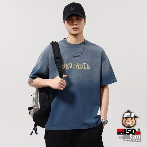 Áo Thun Tay Ngắn Cotton Gradient BEVTROTE Mềm Mại Retro Style 1
