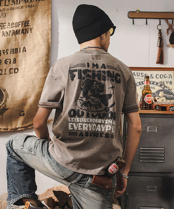 Alternative view of Áo thun tay ngắn old school style câu cá in nổi