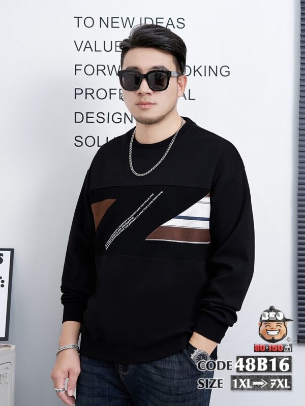 Áo Sweater kiểu vải ráp xiêng giữa ngực cá tính 1
