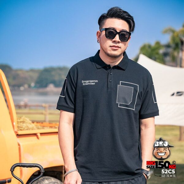 Áo thun tay ngắn Polo phối giả túi cá tính kèm chữ streetwear style 1
