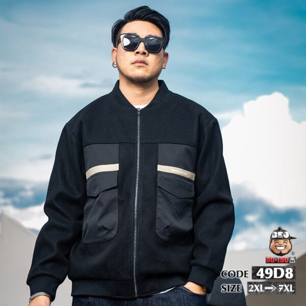 Áo khoác bomber kiểu ráp phối túi trước áo kèm viền sau phong cách 1