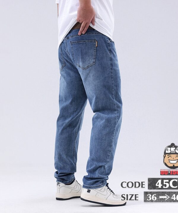 Quần dài jean rầu mèo trơn wax basic 7 Quần dài jean rầu mèo trơn wax basic 2