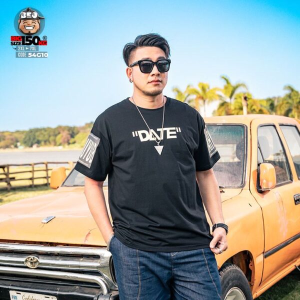 Áo thun tay ngắn thun cotton họa tiết Date cách điệu tay áo 1