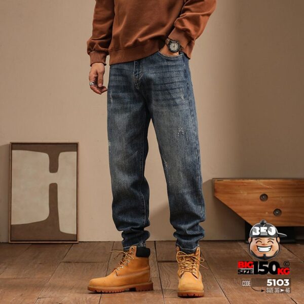 Quần dài jean wash retro co giãn dáng Harem cổ điển 1
