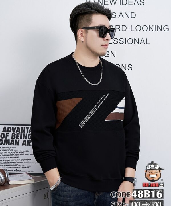 Áo Sweater kiểu vải ráp xiêng giữa ngực cá tính 1