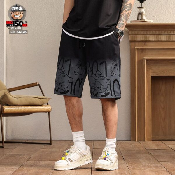 Quần short thun cotton Street art họa tiết gấu cool ngầu 1