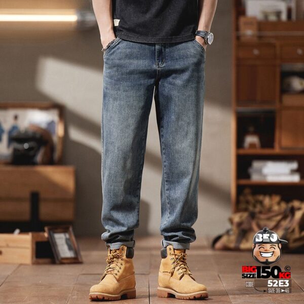 Quần dài jean thun wash bạc relaxed fit ống suông phong cách retro 1