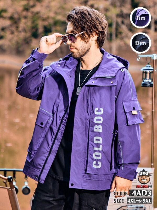 Áo khoác dù vải ráp phối túi kèm nón ColdBoc 1
