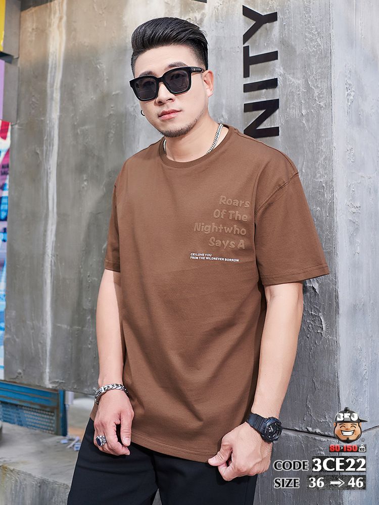 Áo thun tay ngắn cotton thun Chữ Nổi 3D 3 Áo thun tay ngắn cotton thun Chữ Nổi 3D - Ảnh 3