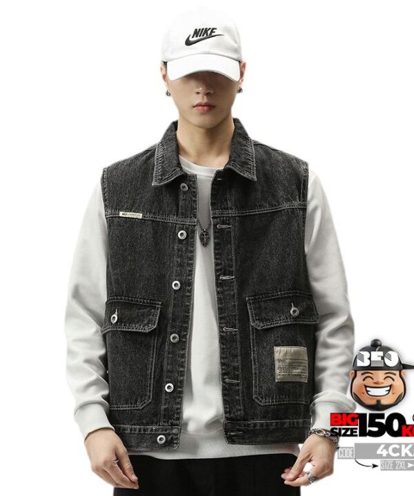 Áo khoác Ghile jean túi hợp logo phong cách amekaji 9 Áo khoác Ghile jean túi hợp logo phong cách amekaji 4